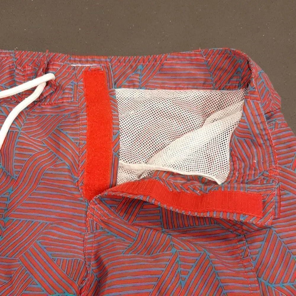 Trunks Surf and Swim Co. Aqua and Red Striped Pattern Trunks